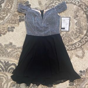 Silver glitter flare dress